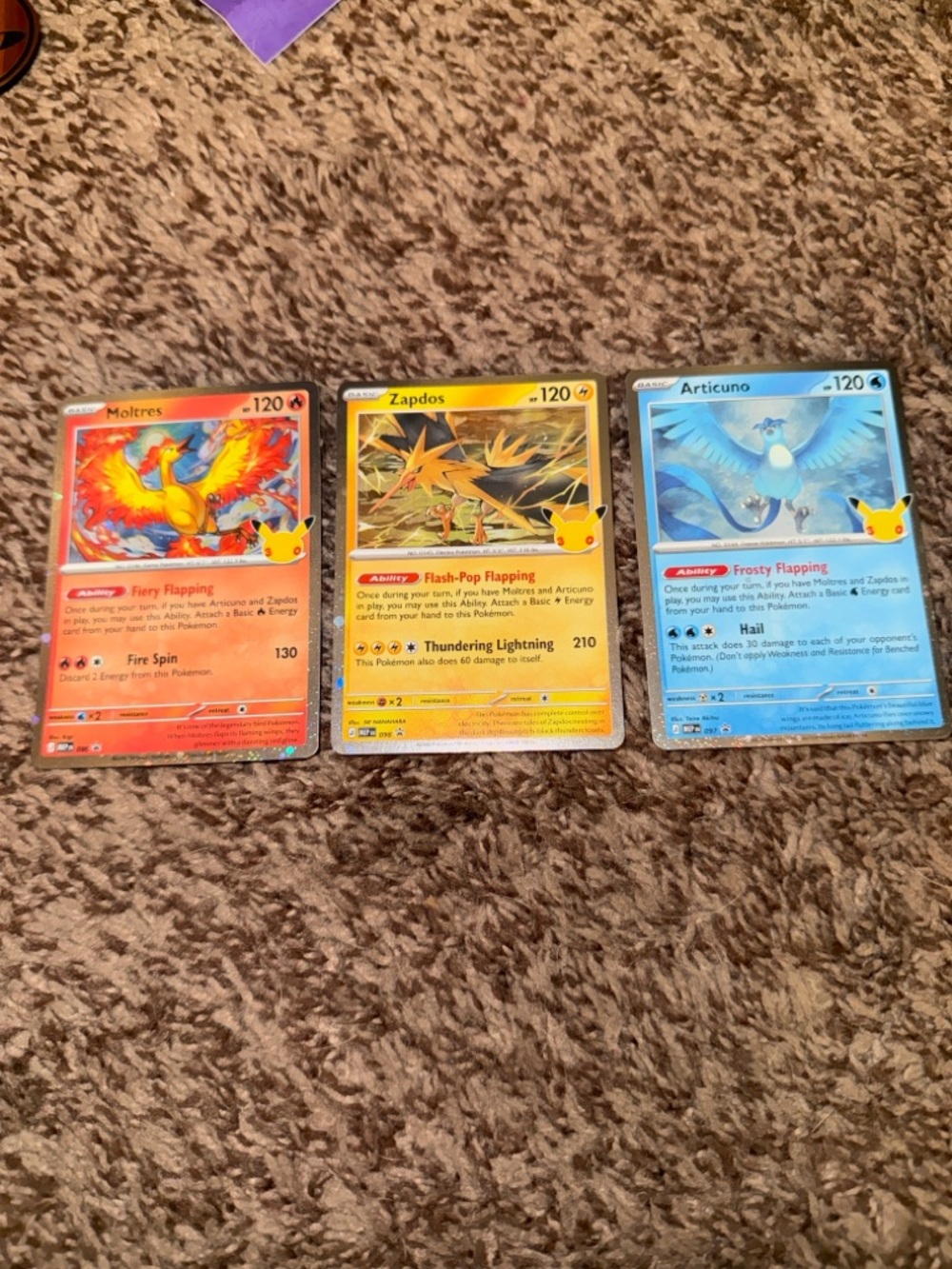 Moltres, Zapdos, & Articuno Cosmo Holos Promo 30th Celebration